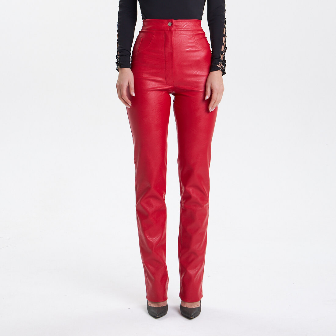 Классические брюки LI LAB, Красные брюки из эко-кожи LI LAB 
Классические брюки LI LAB, Красные брюки из эко-кожи LI LAB