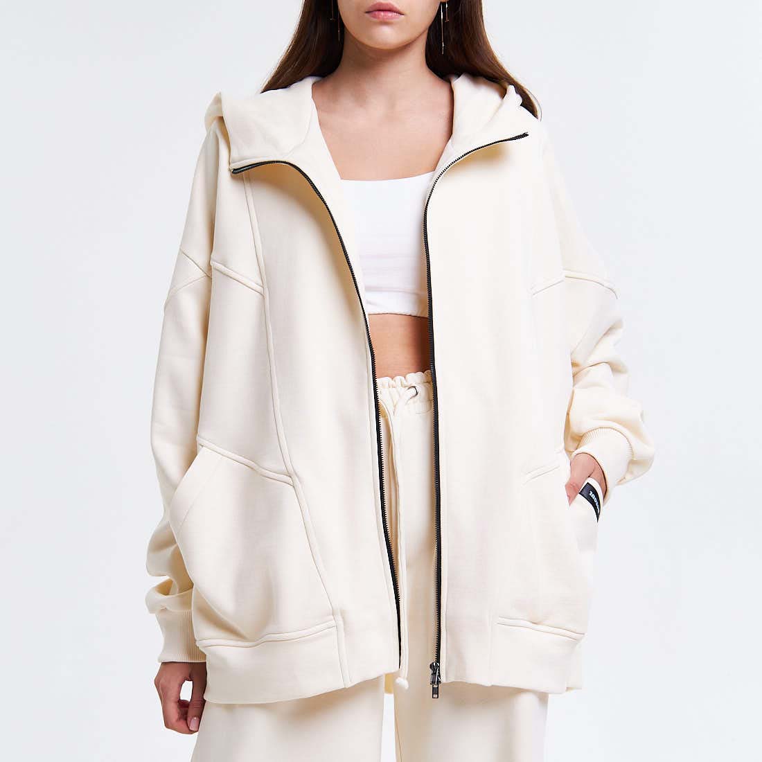 

Худи D4Soul, Бежевая толстовка на молнии D4Soul