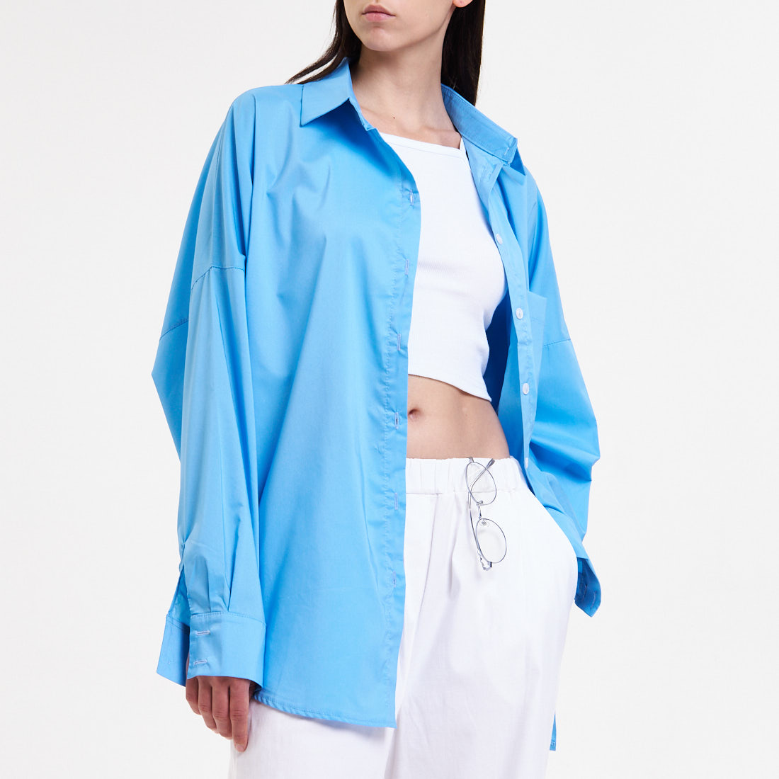 

Рубашки FLIGEL, Ярко-голубая свободная рубашка FLIGEL