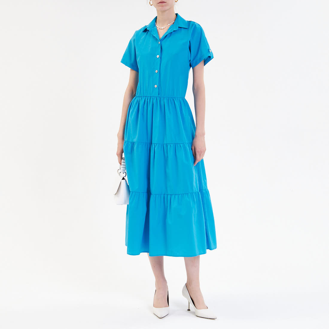 

Платья-рубашки Galla collection, Голубое платье-рубашка с воланами Galla collection