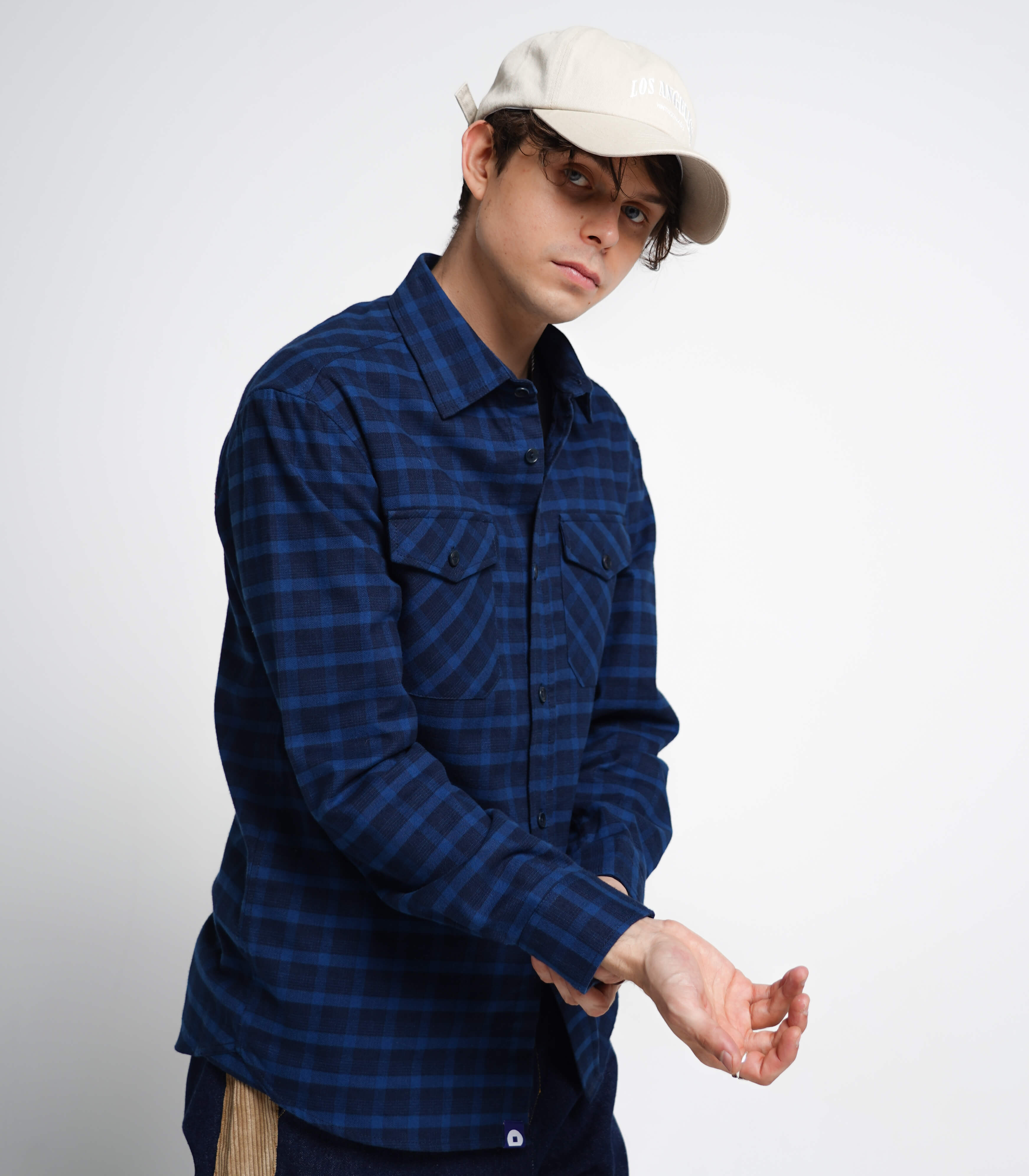 

Рубашки с длинным рукавом Happen, Синяя рубашка в голубую клетку Happen