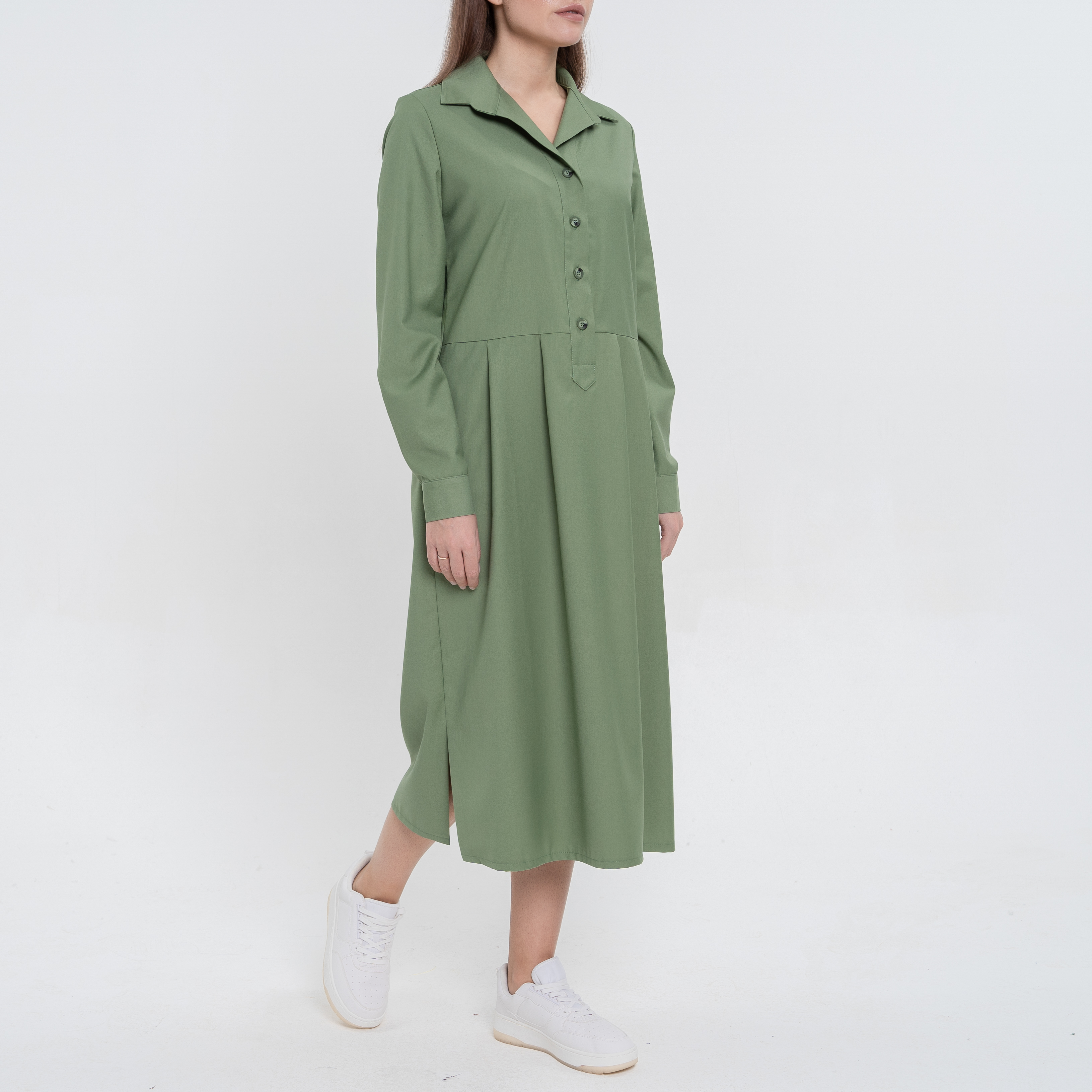 

Платья-рубашки Trends Brands, Зелёное однотонное платье Trends Brands
