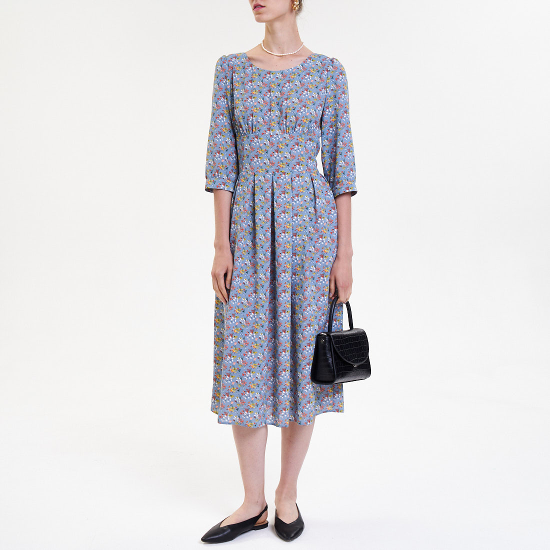 

Повседневные платья Galla collection, Голубое платье-макси с цветочным принтом Galla collection