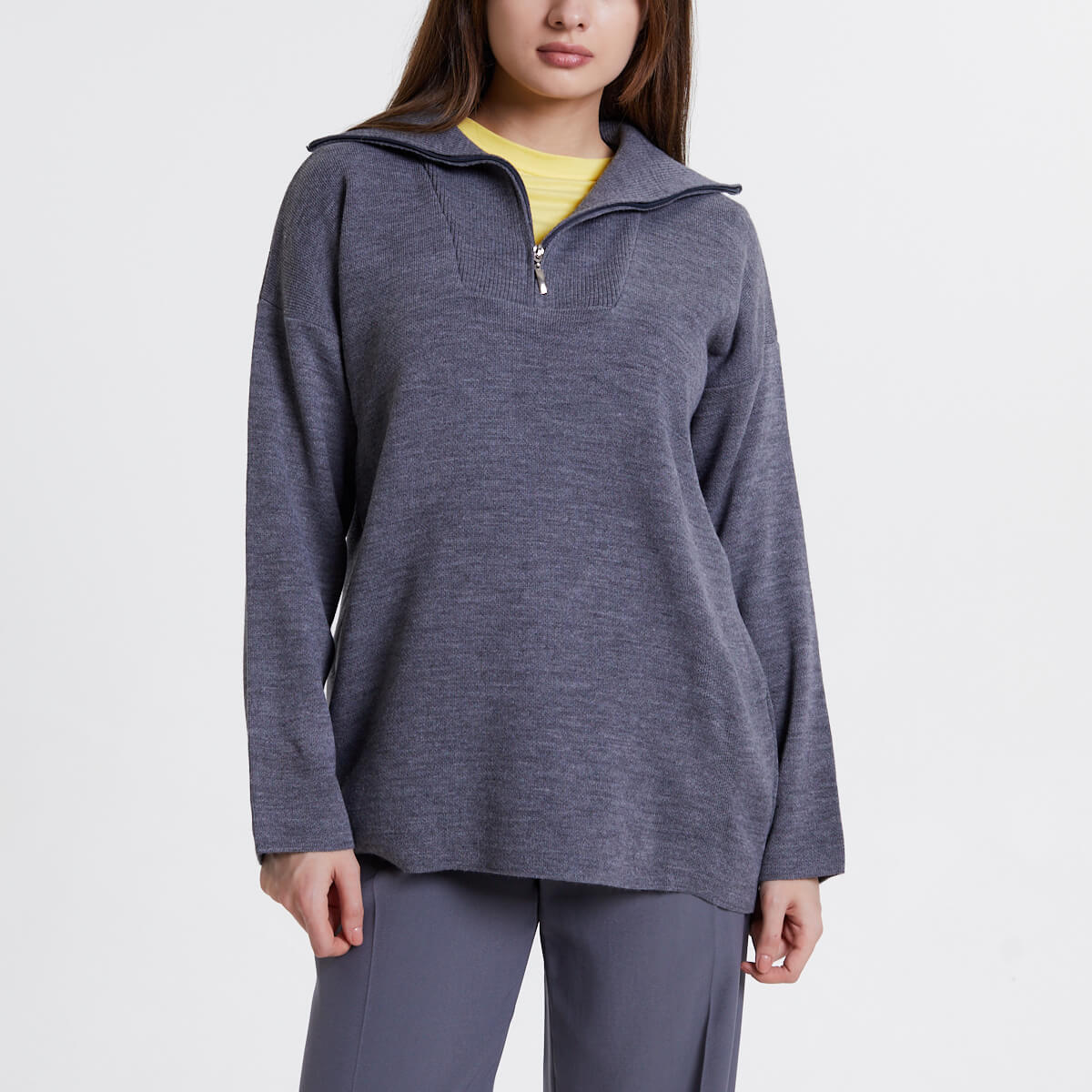 

Джемперы MOLLIS, Графитовый джемпер с широким воротником MOLLIS