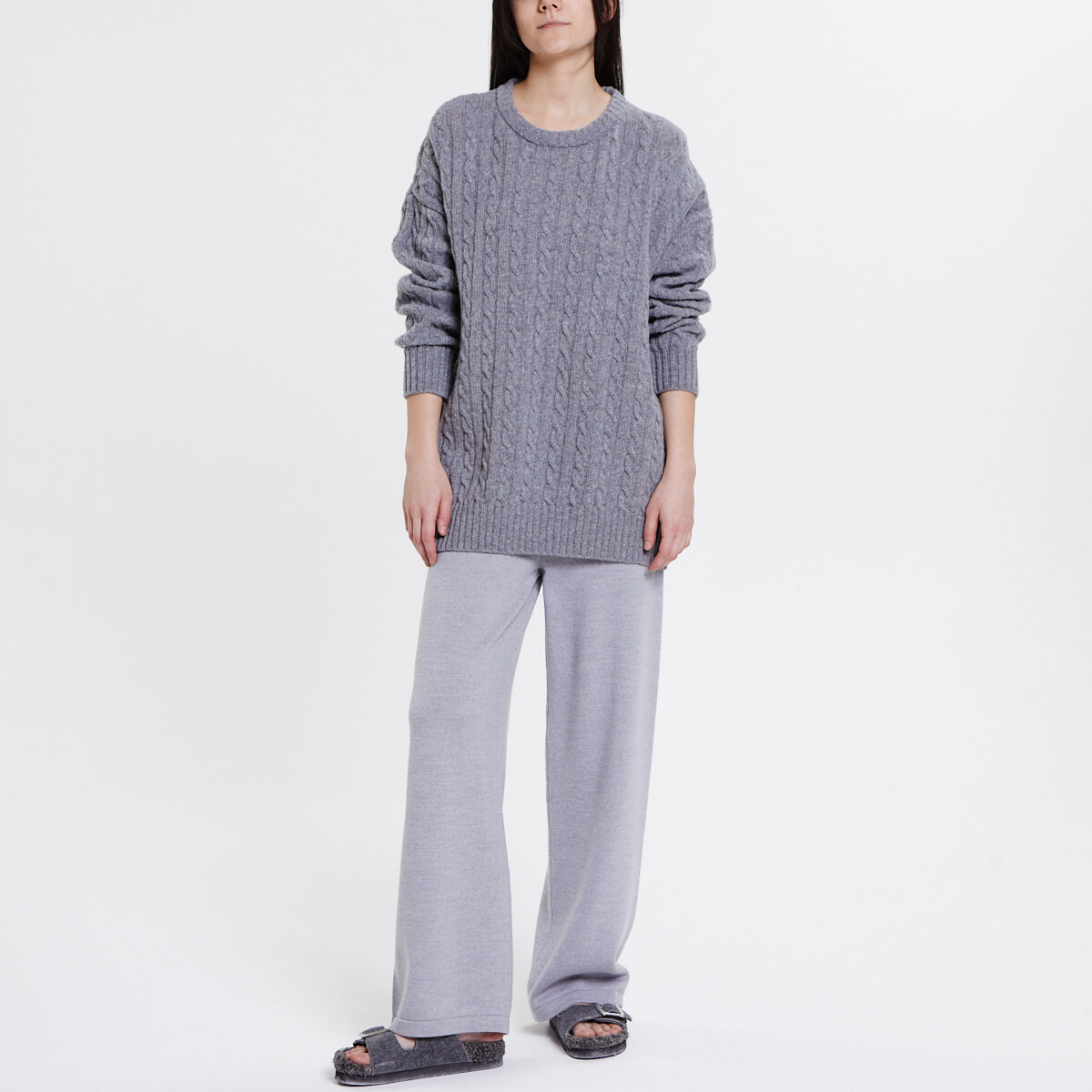 

Джемперы BonnyWool, Серый джемпер с узором "косы" BonnyWool