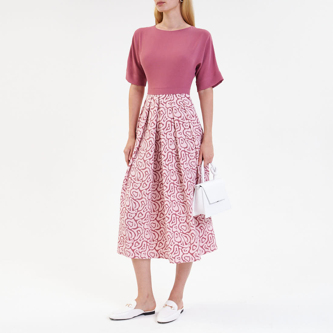 

Повседневные платья Galla collection, Розовое платье с принтованной юбкой Galla collection