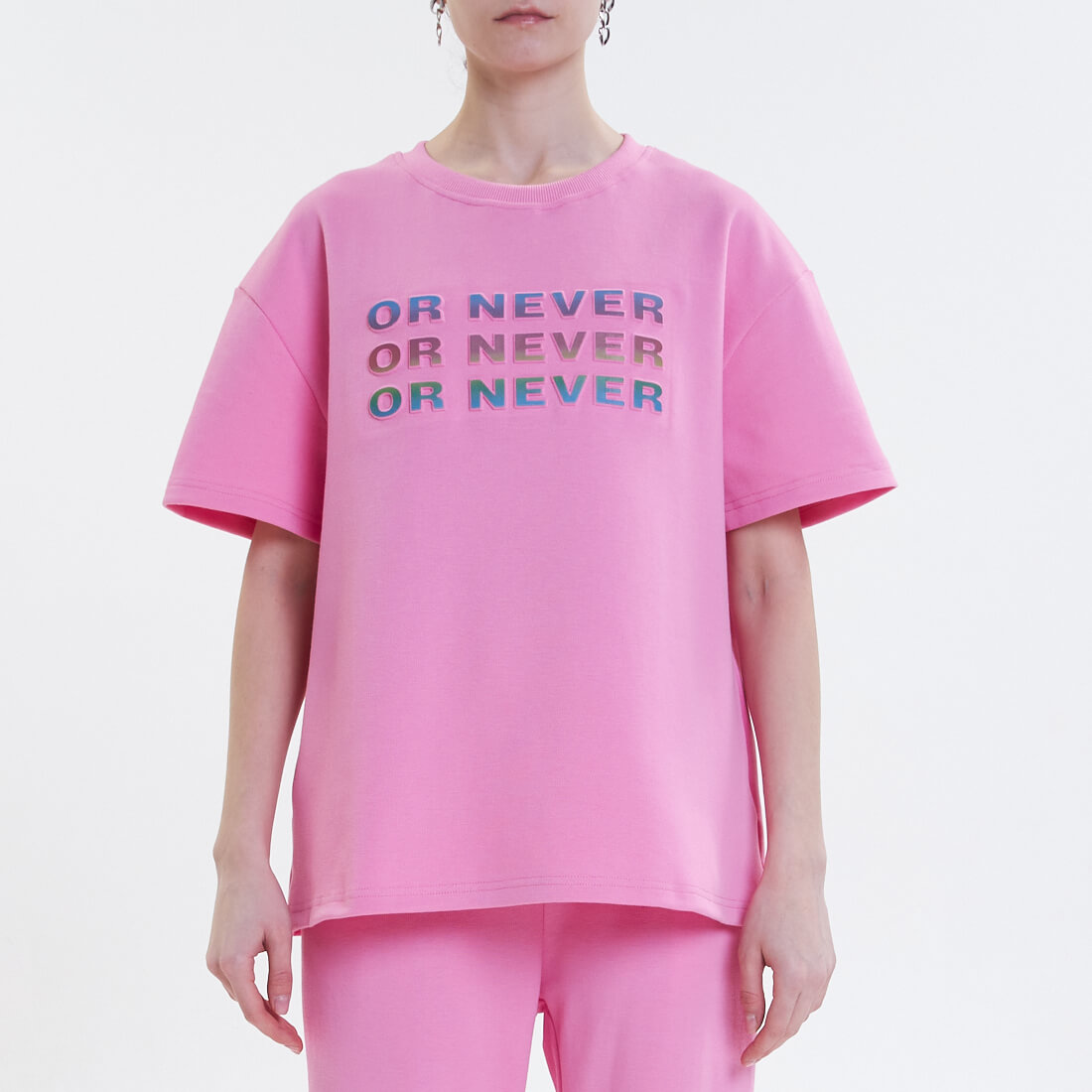

Футболки MINIMO, Розовая футболка с принтом "Never" MINIMO