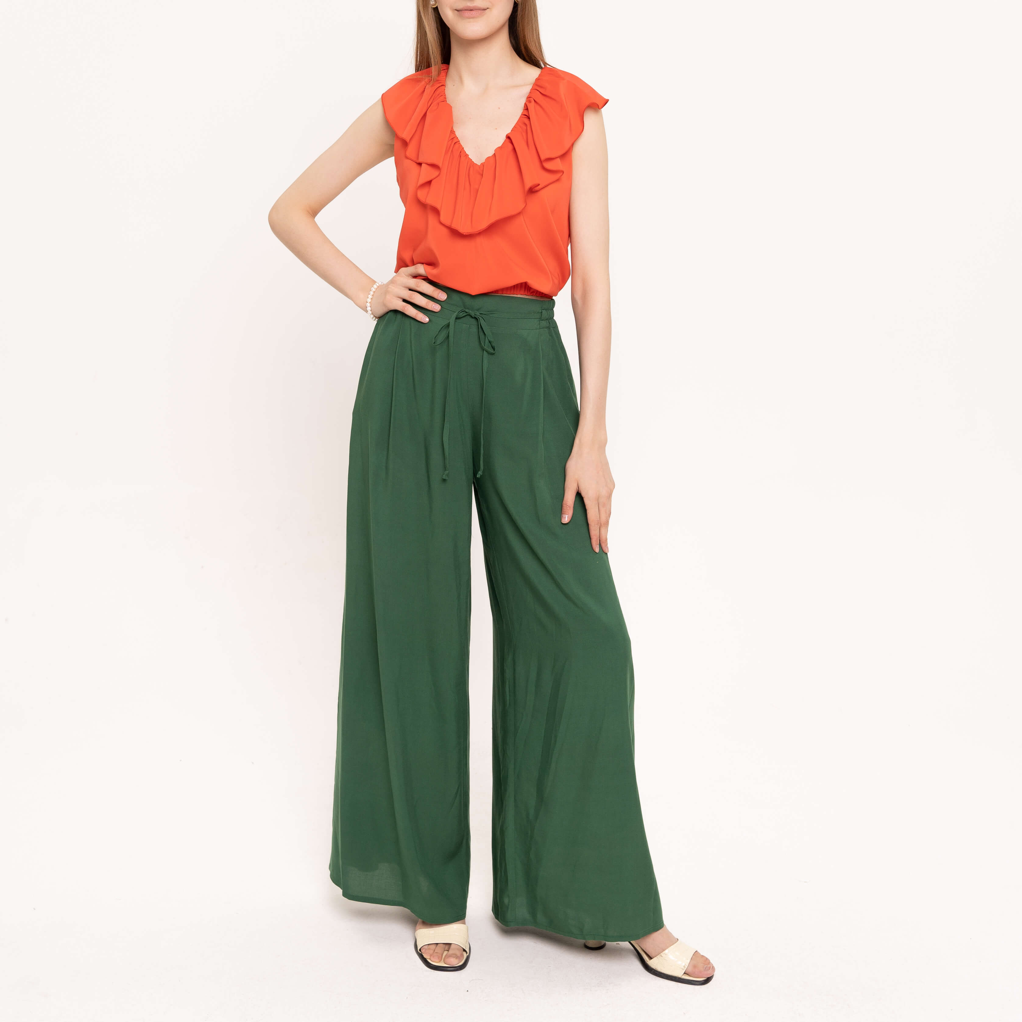 

Блузы Galla collection, Оранжевая блузка с оборкой Galla collection